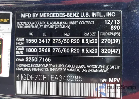 2014 Mercedes-Benz Gl 450 4Matic z USA, uszkodzony, nr VIN 4JGDF7CE1EA340285